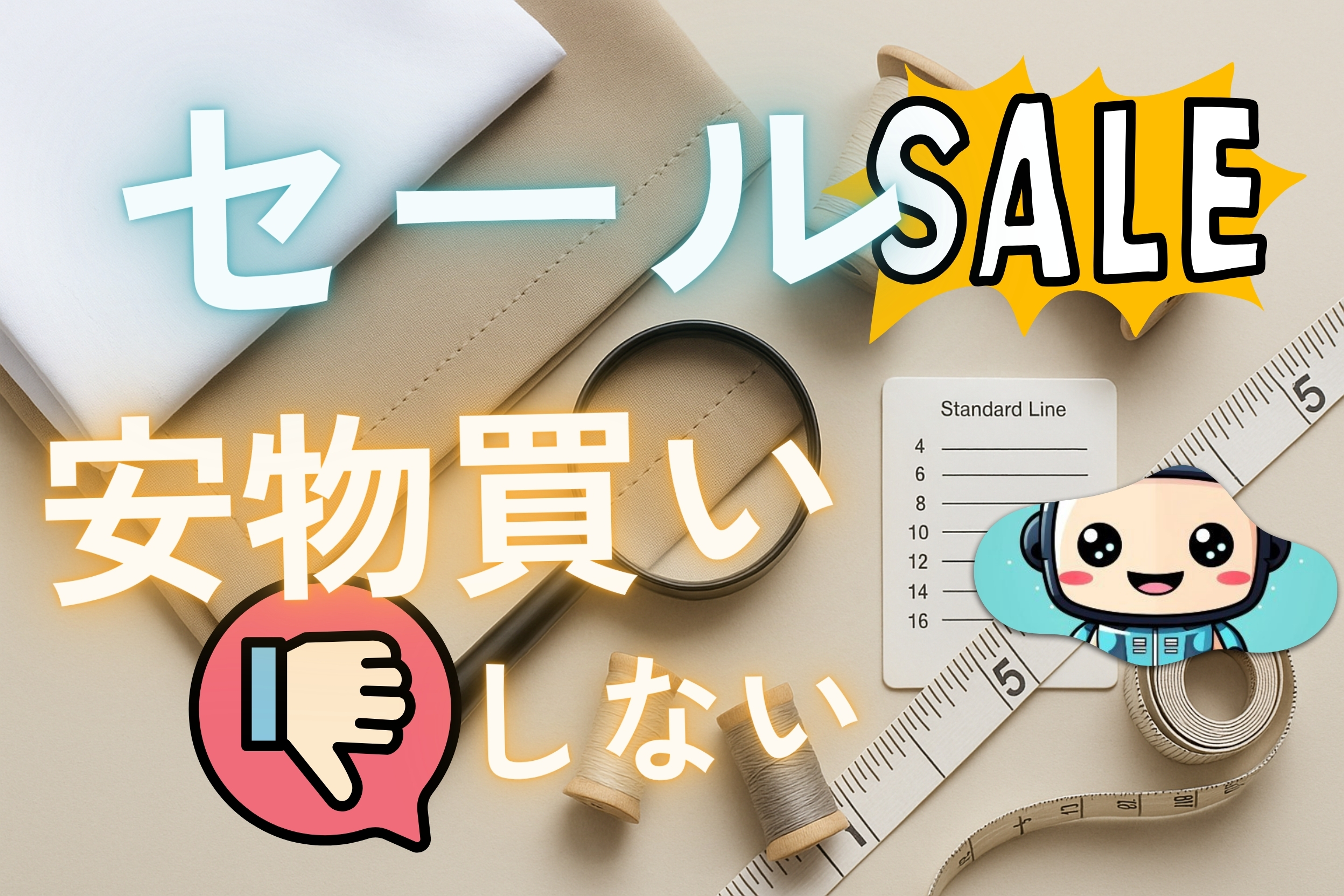 セールで失敗しない寝具選び|SALE中でも安物買いしないための品質チェック(メジャー・ルーペ・布・糸の写真)